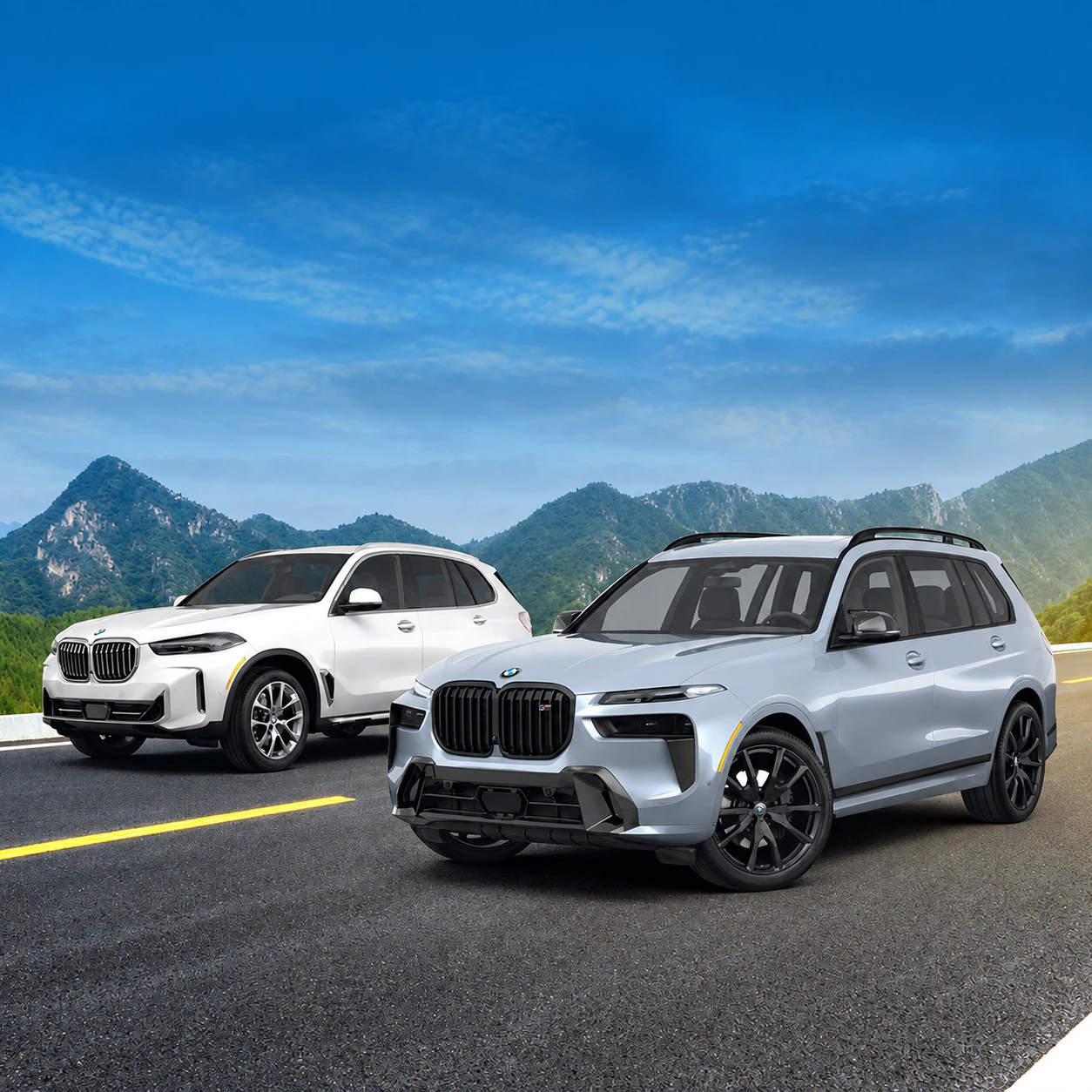 BMW - Generic Assets of Cars Driving on Mountain Road