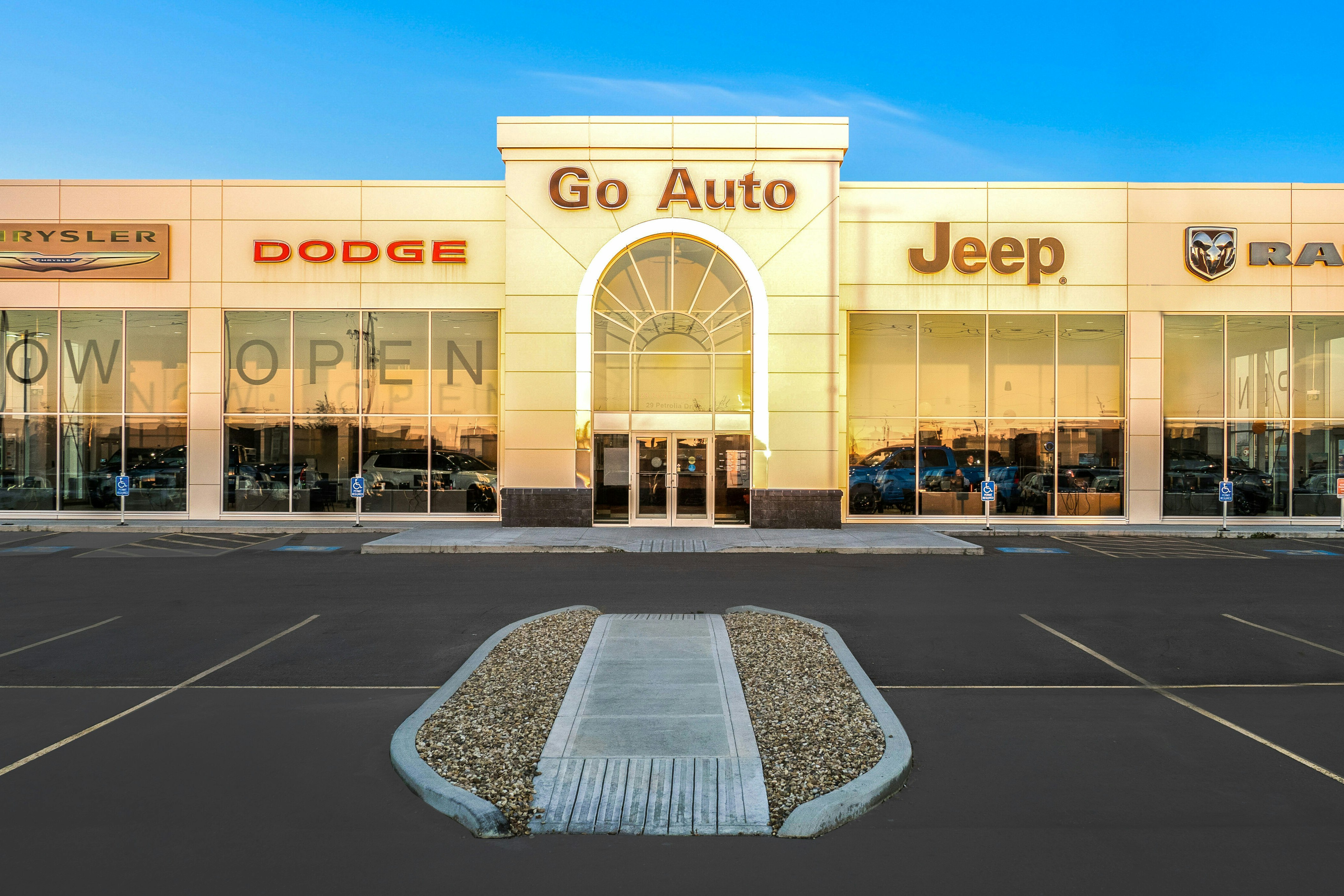 Photo of the outside of the Go Dodge Red Deer dealership