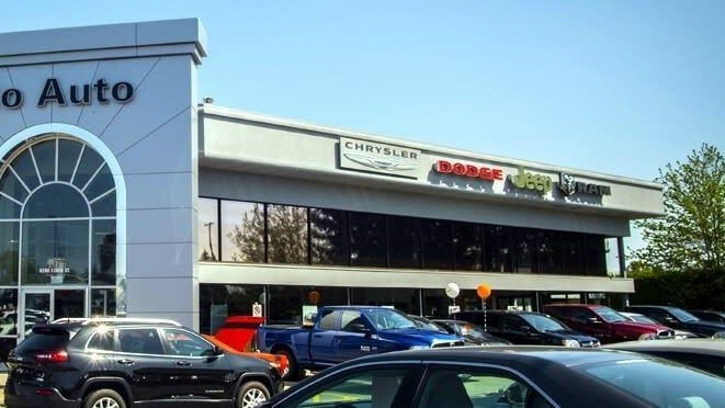 Photo of the outside of the Go Dodge Surrey dealership