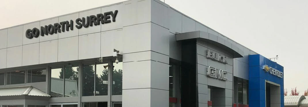 Photo of the outside of the Go North Surrey GM dealership