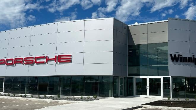 Photo of the outside of the Porsche Centre Winnipeg dealership