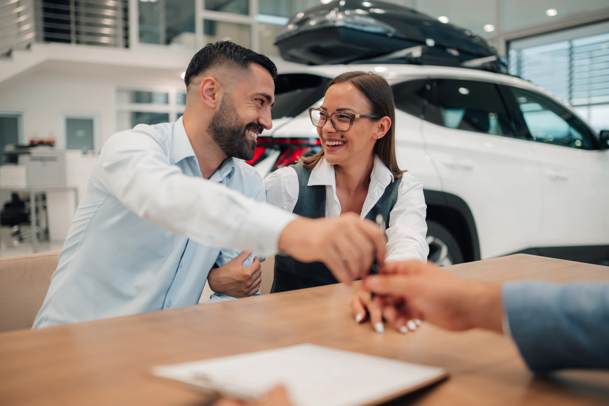 couple financing a car