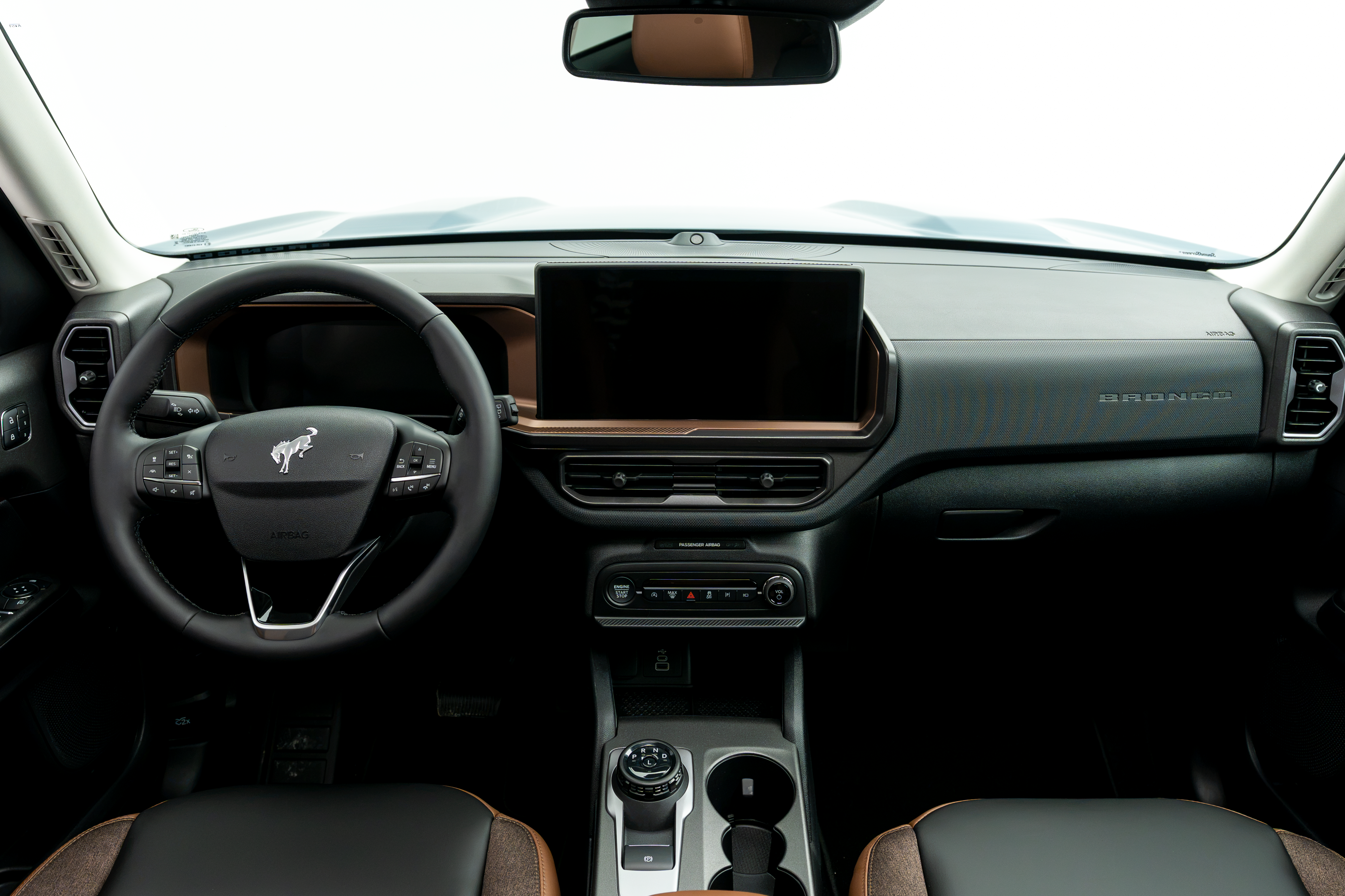 2026 Ford Bronco Sport Outer Banks dashboard and steering wheel interior view