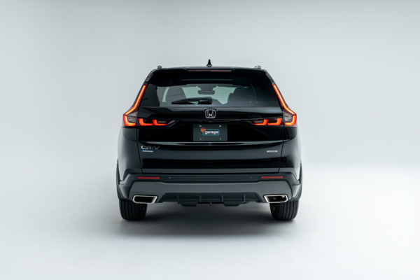 Rear view of a black 2026 Honda CR-V showing LED taillights, rear bumper and AWD badging.