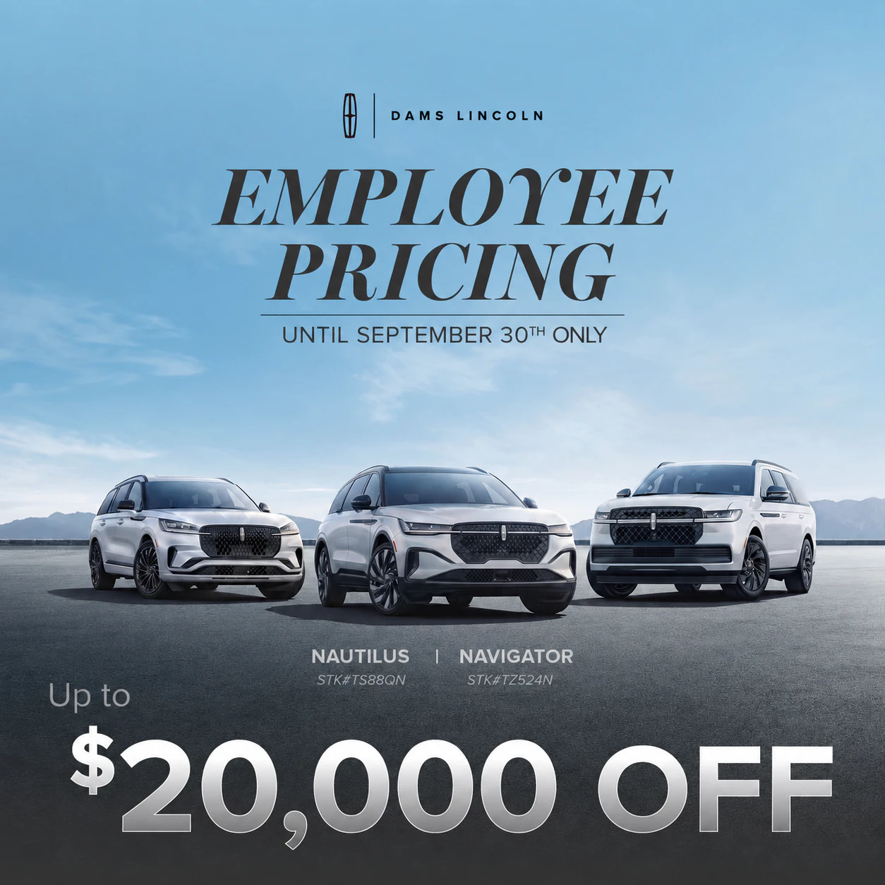 Employee Pricing Until September 30th