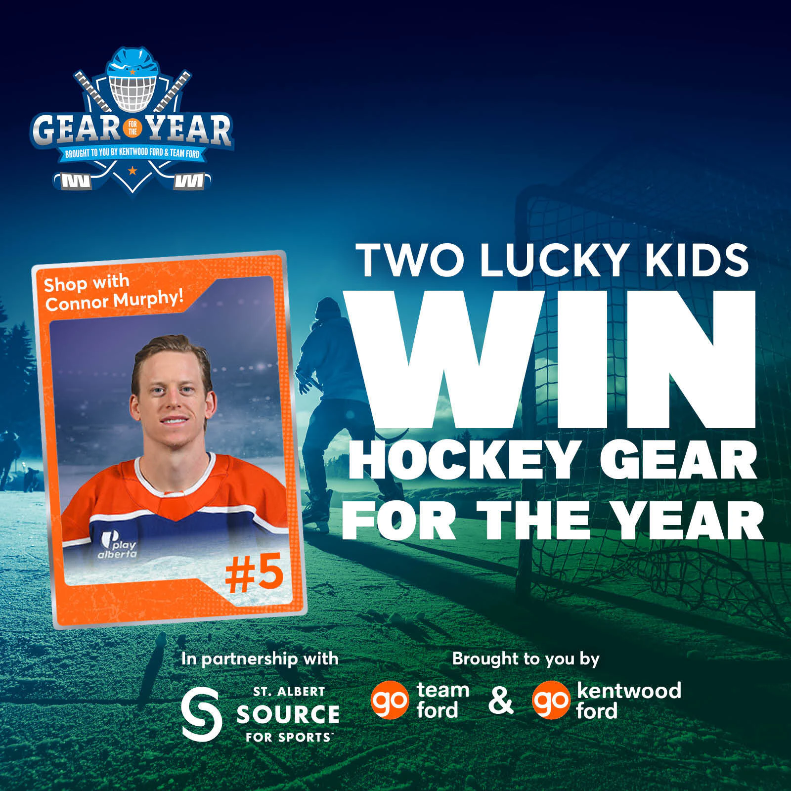 Gear for The Year, Win a Shopping Spree with Connor Murphy. Two Lucky Kids win Hockey Gear for The Year