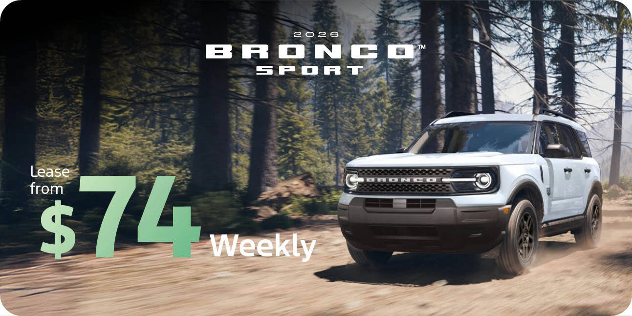 White 2026 Ford Bronco Sport. Lease from $74 weekly at Kentwood Ford.