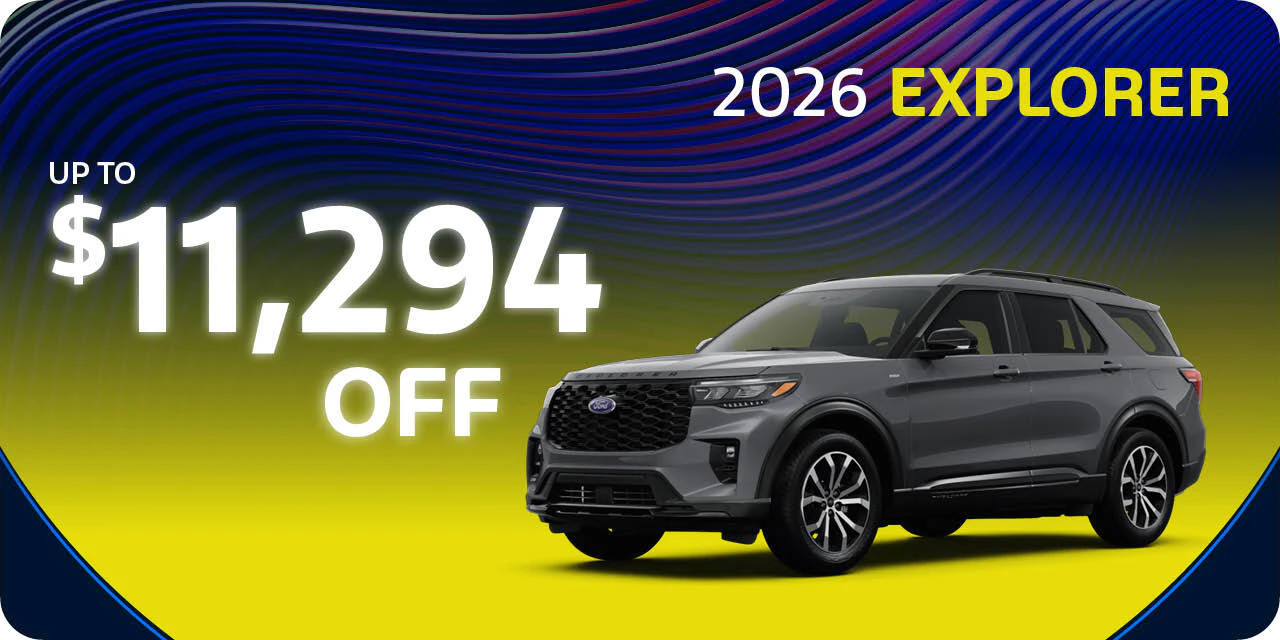 Up to $11,294 off on 2026 Explorer at Kentwood Ford in Edmonton, Alberta.