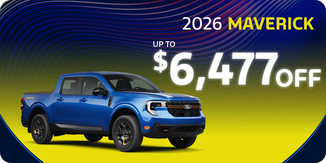 Up to $6,477 off on 2026 Maverick at Kentwood Ford in Edmonton, Alberta.