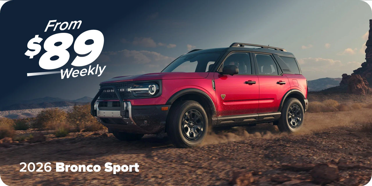Lease 2026 Bronco Sport from $89 weekly at Merlin Ford, Saskatoon SK.