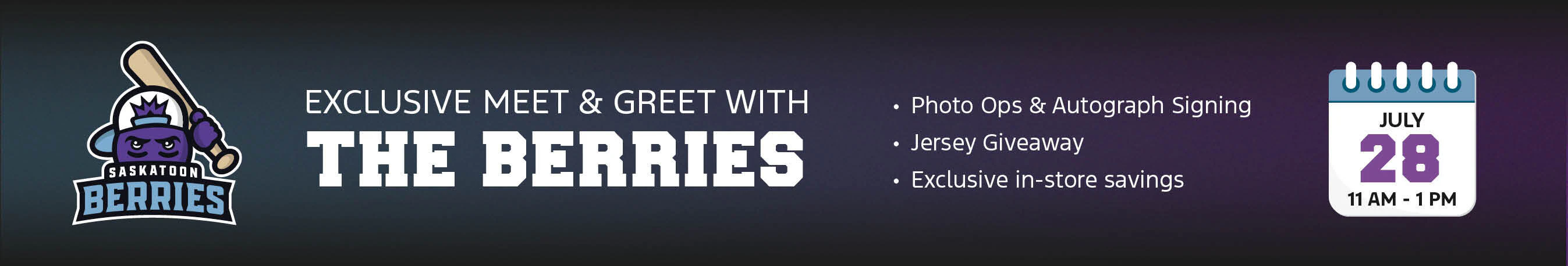 Meet & Greet with the Berries. Photo ops, autograph signings, jersey giveaways and exclusive in-store savings at Merlin Ford in Saskatoon, SK.