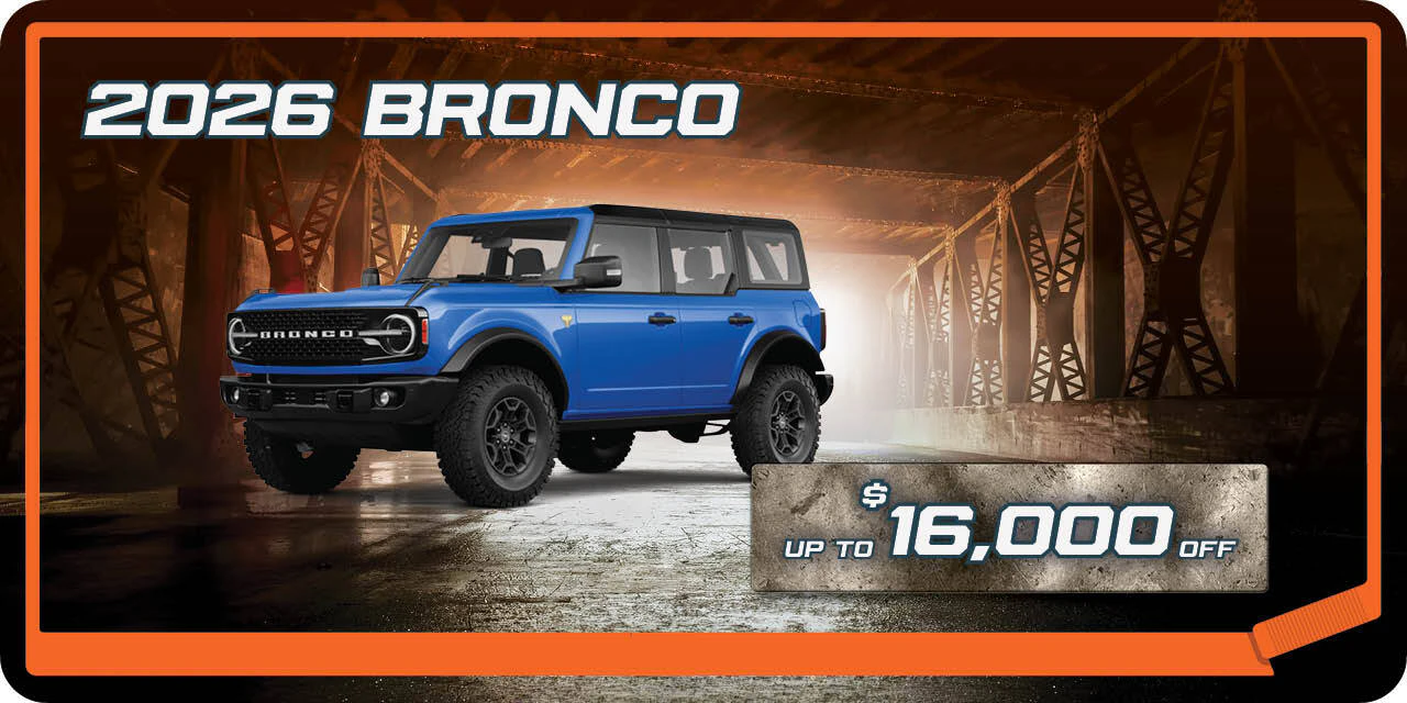 Up to $16,000 off on 2026 Bronco at Team Ford in Edmonton, Alberta.