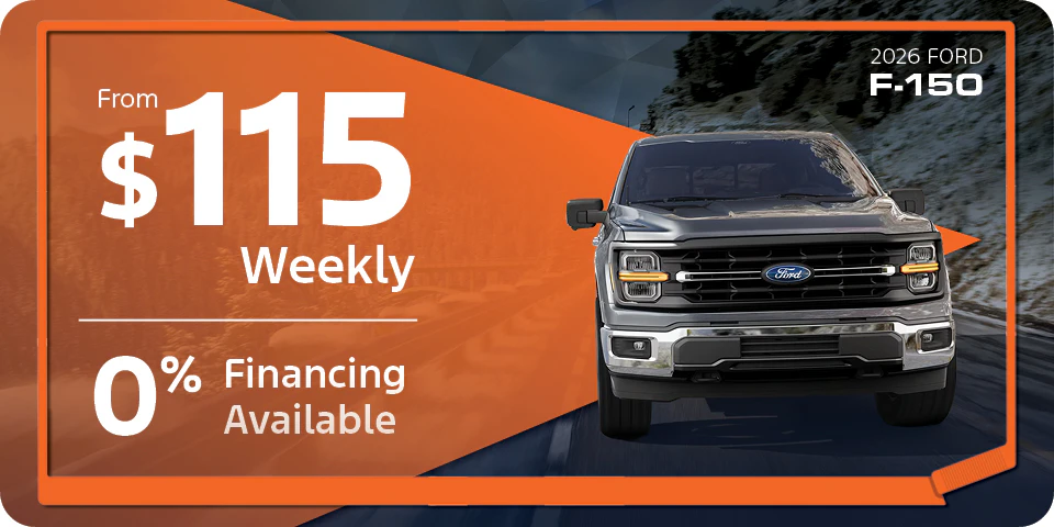 2026 F-150 from $115 weekly or 0% financing available at Team Ford, Edmonton, Alberta.