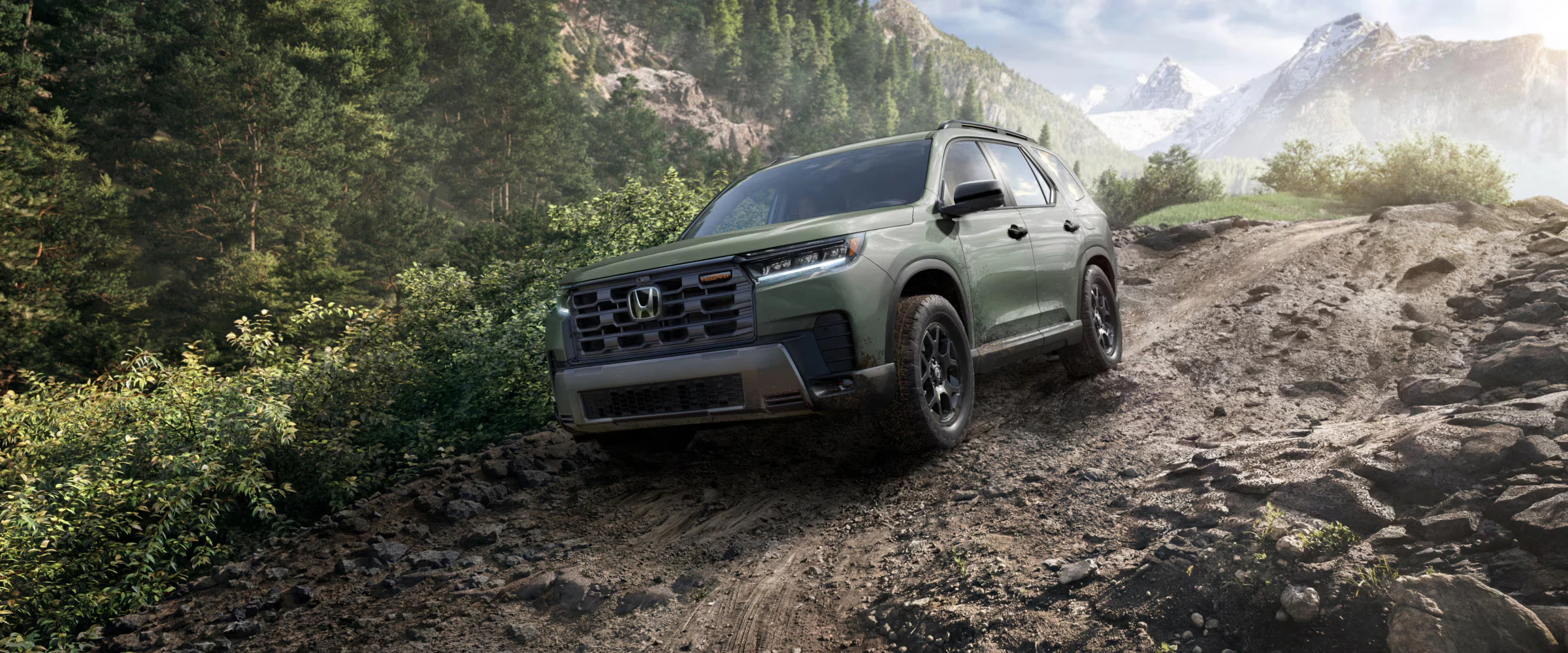 2026 Honda Pilot on a dirt trail.