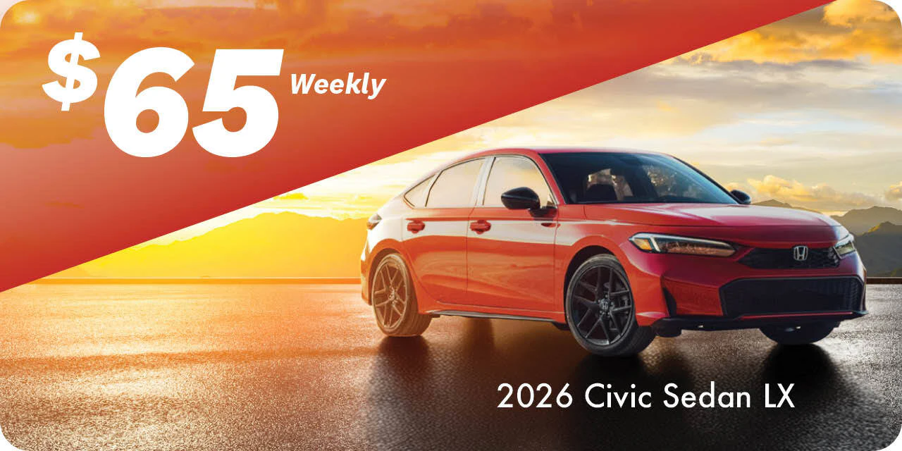 St. Albert Honda: 2026 Civic Sedan LX from $65 weekly.