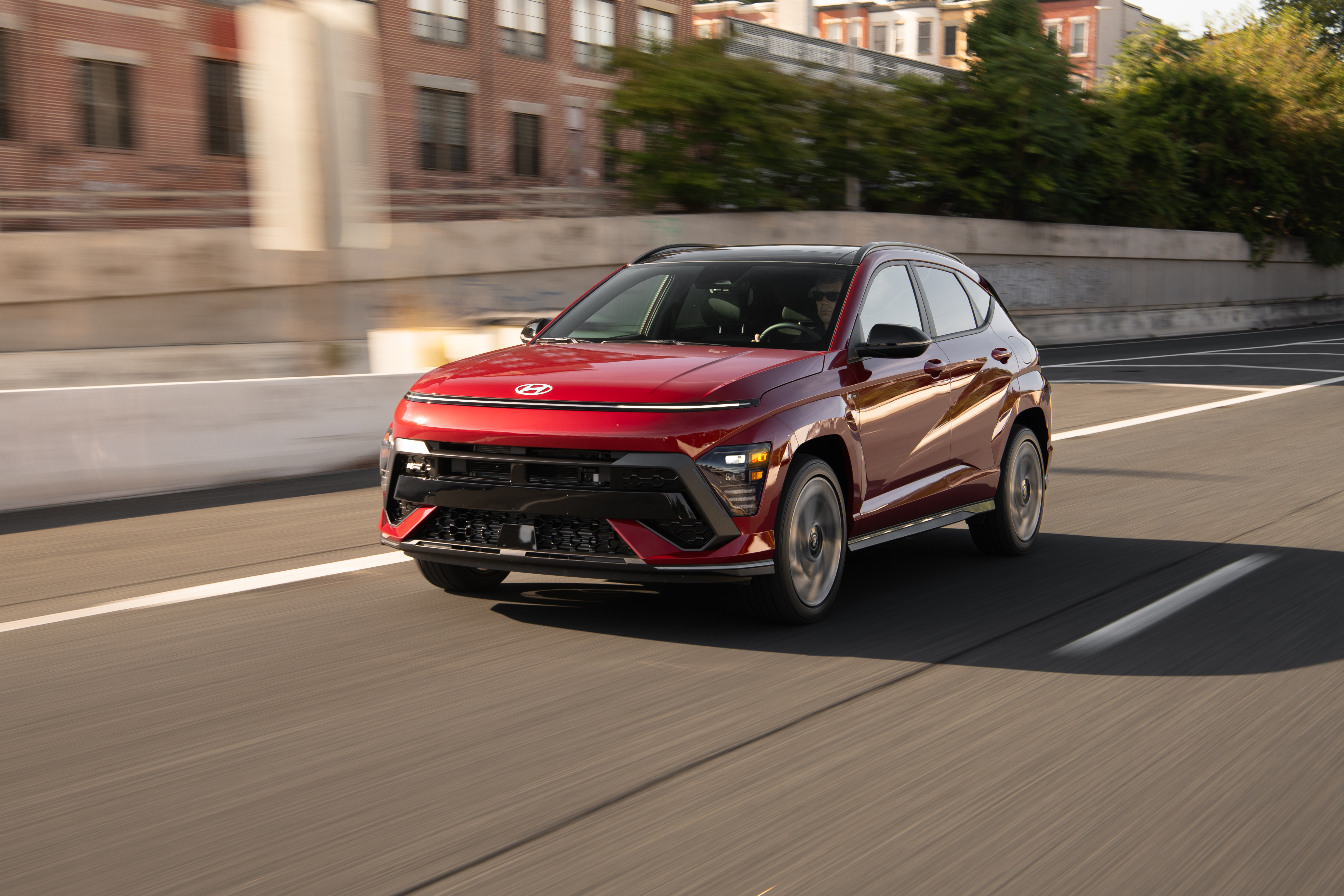2026 Hyundai Kona N Line driving on urban street