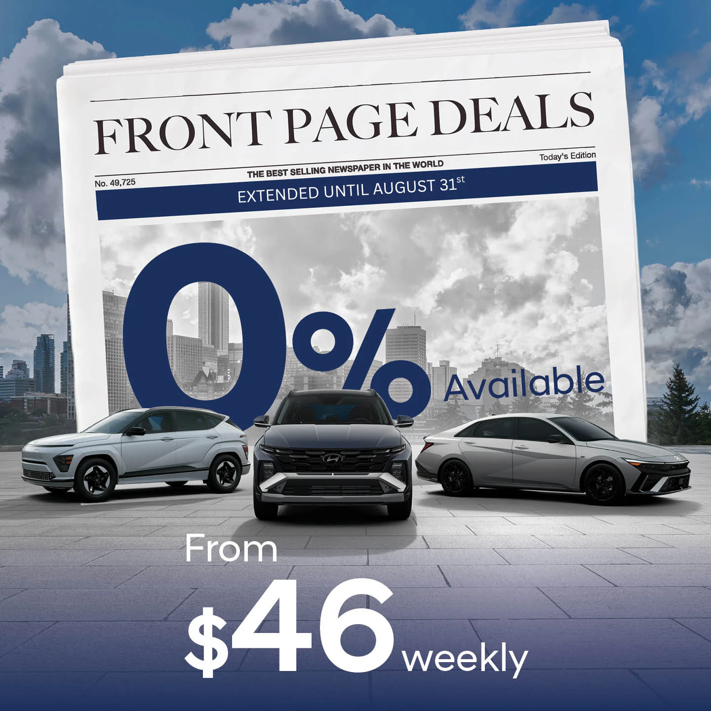 Northstar Hyundai: Front Page Deals extended until August 31, 2026. Get rates from 0%, payments from $46 weekly, discounts up to $16,500 and so much more!