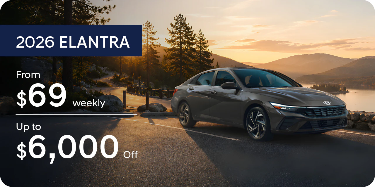 2026 Elantra from $69 weekly or up to $6,000 off at Southtown Hyundai, Edmonton, Alberta.
