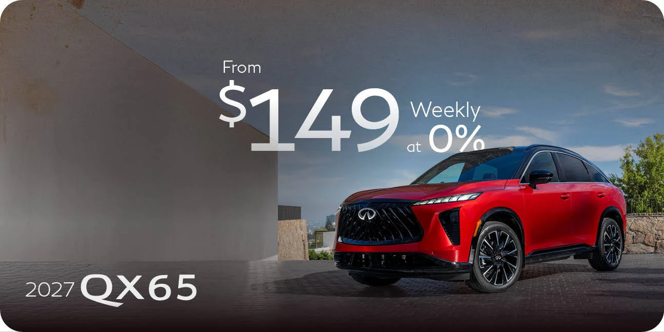Infiniti South Edmonton Back to Class Carousel featuring a QX65 letting people know the sale is on until September 30th and that there are payments from $149 a week..