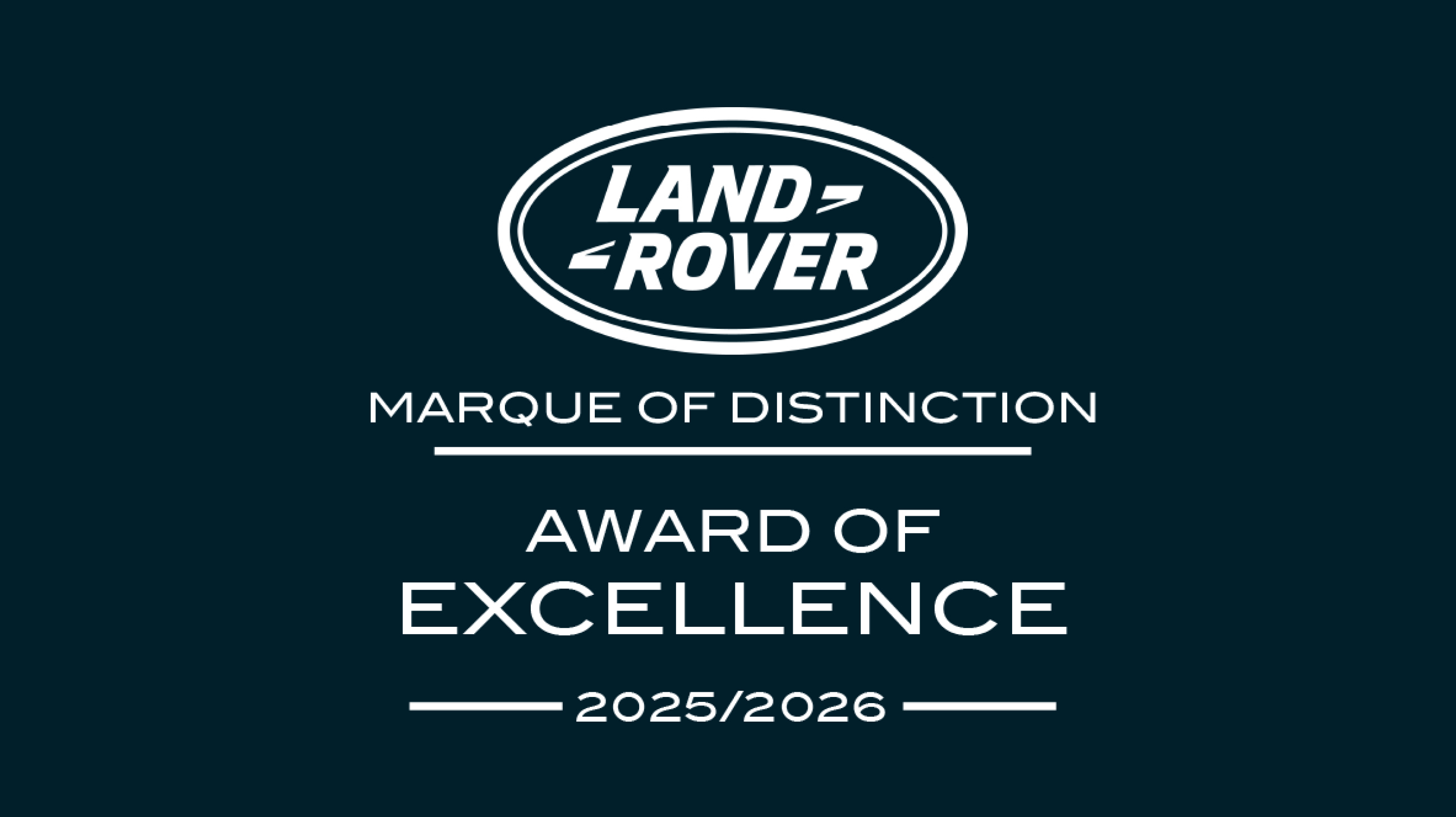 Land Rover Award of Excellence badge for 2025/2026