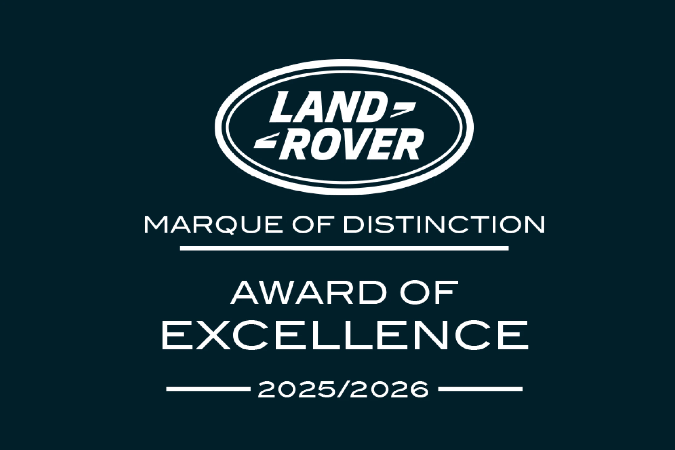 Land Rover Award of Excellence badge for 2025/2026