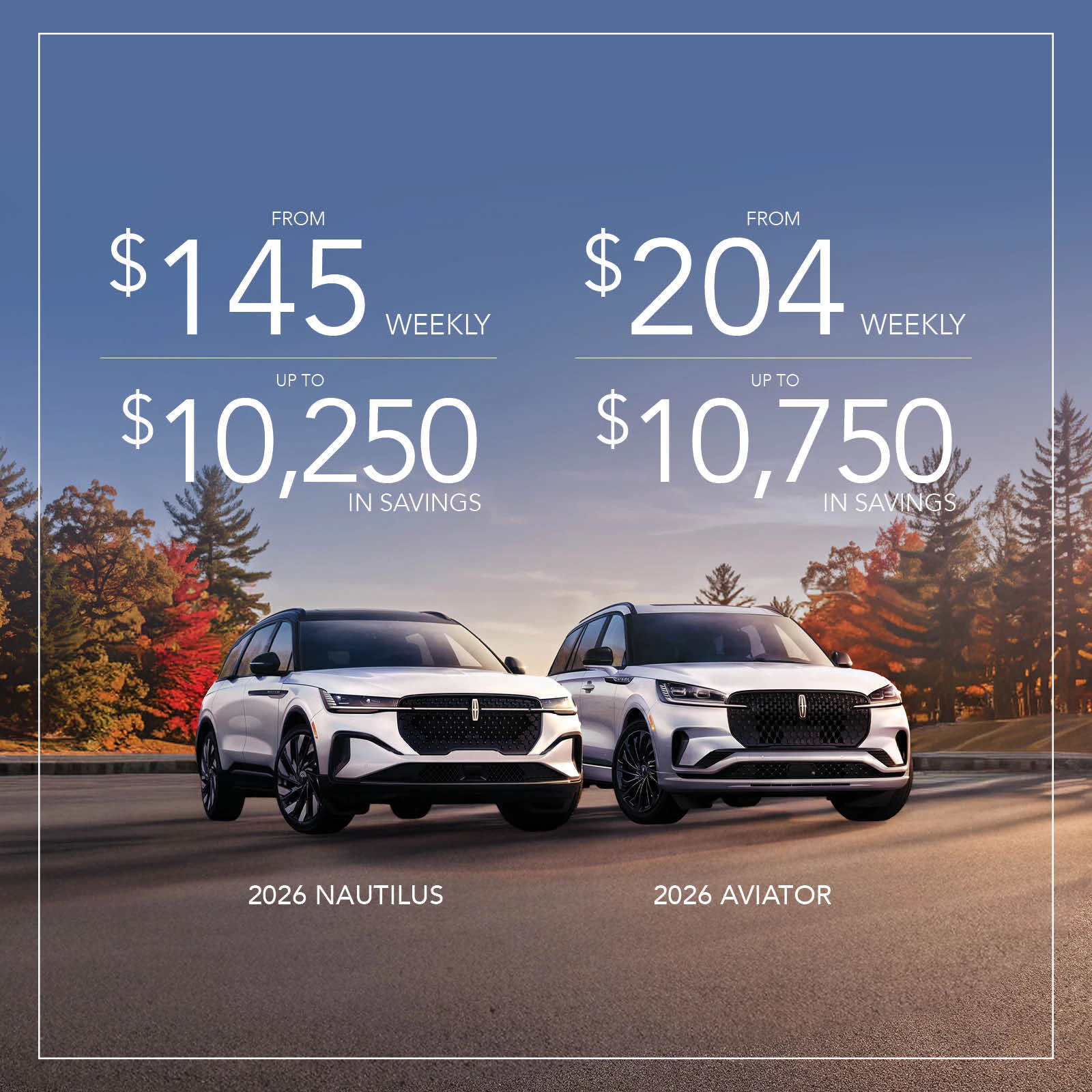 2026 Nautilus From $145 Weekly, Up to $10,250 Off | 2026 Aviator From $204 Weekly, Up to $10,750 Off