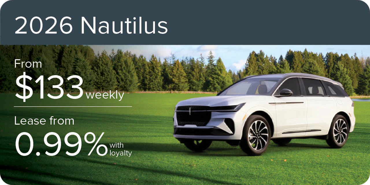 2026 Nautilus from $133 weekly or lease from 0.99%, with loyalty at Merlin Lincoln in Saskatoon, Saskatchewan.