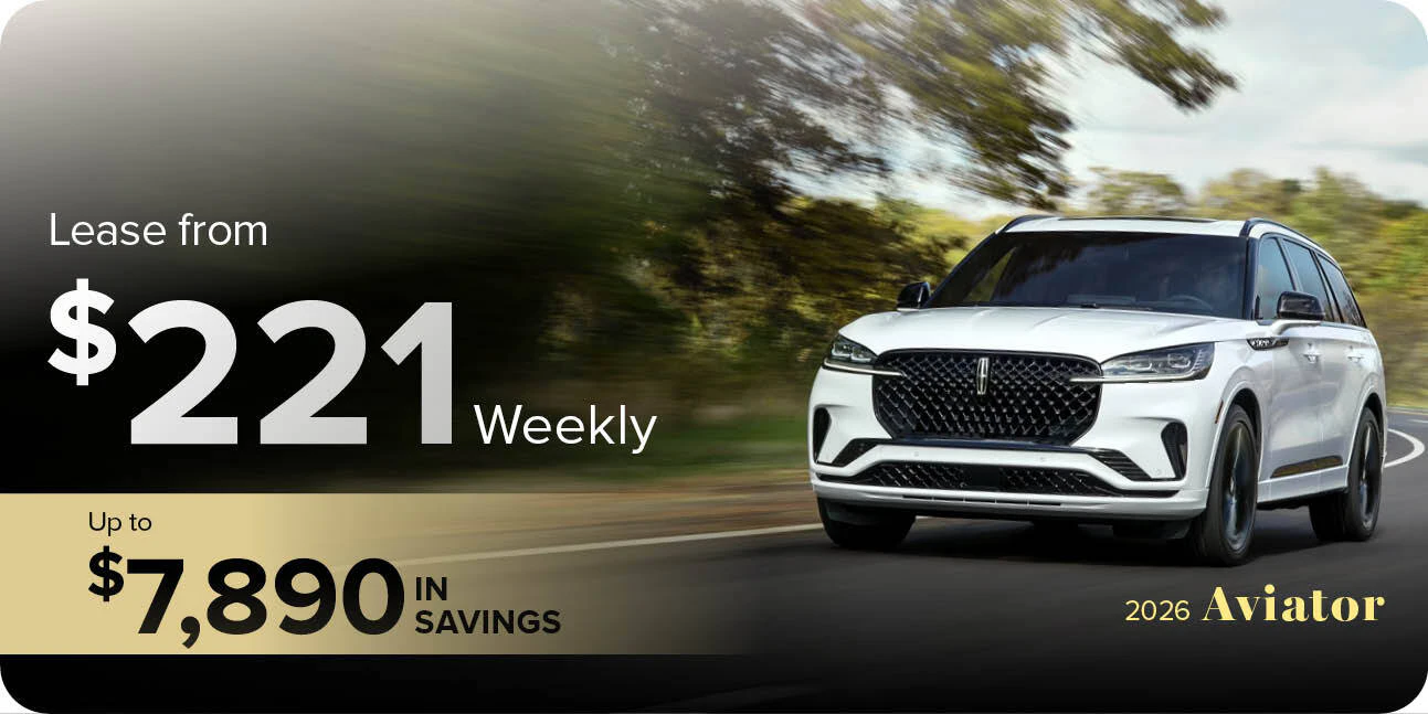 Lease the 2026 Aviator from $221 weekly or get up to $7,890 in savings at Merlin Lincoln in Saskatoon, SK.