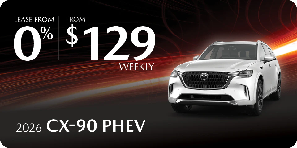 2026 CX-90 PHEV from $129 weekly or lease from 0% at Go Mazda in Edmonton, Alberta.