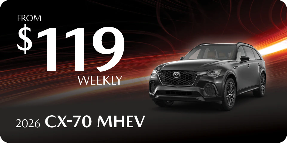 2026 CX-70 MHEV from $119 weekly at Go Mazda in Edmonton, Alberta.