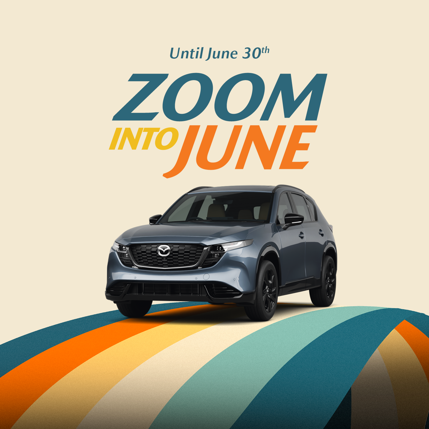 Grey 2026 Mazda CX-90. Zoom Into June until June 30th, at Go Mazda