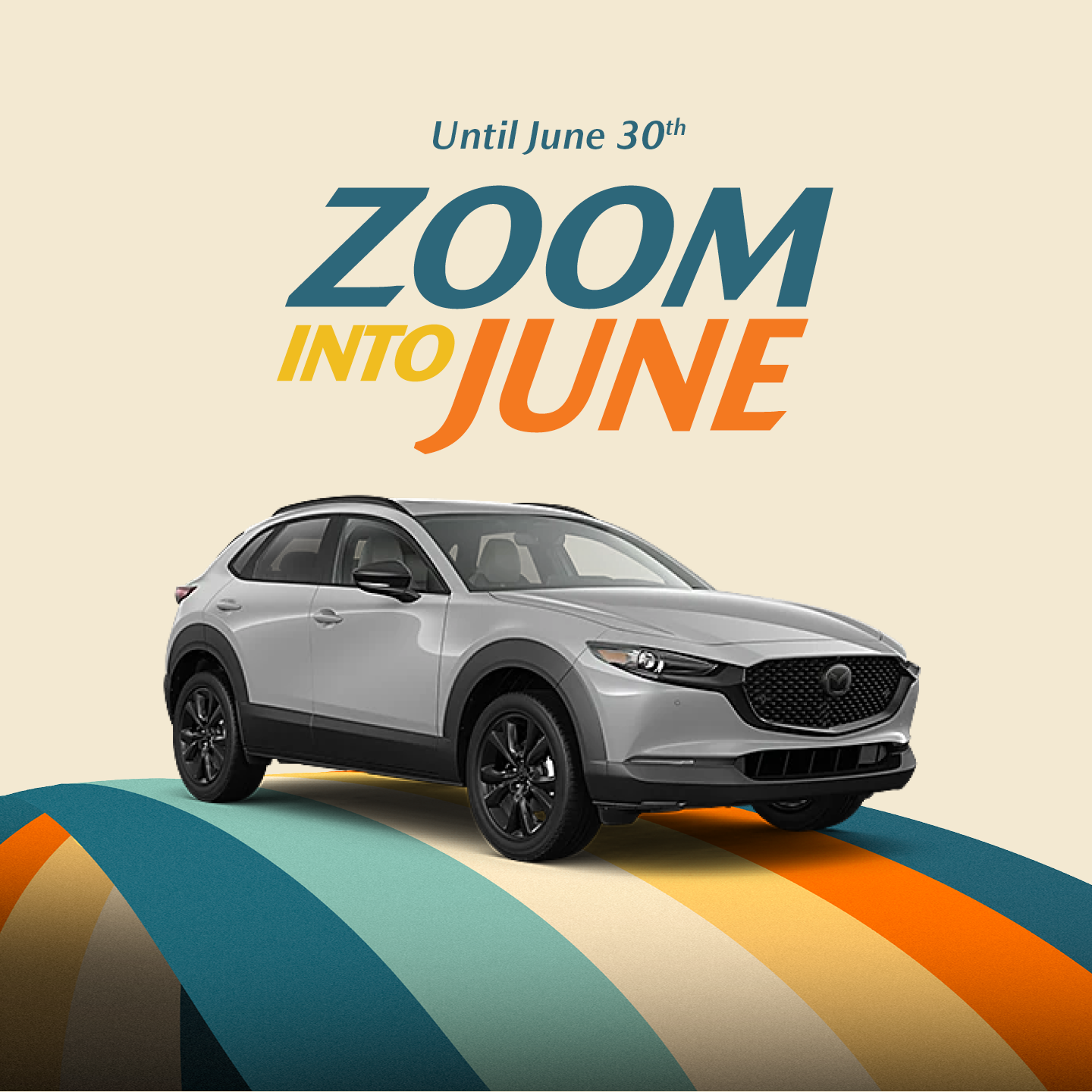 Grey 2026 Mazda CX-30. Zoom Into June until June 30th, at Go Mazda