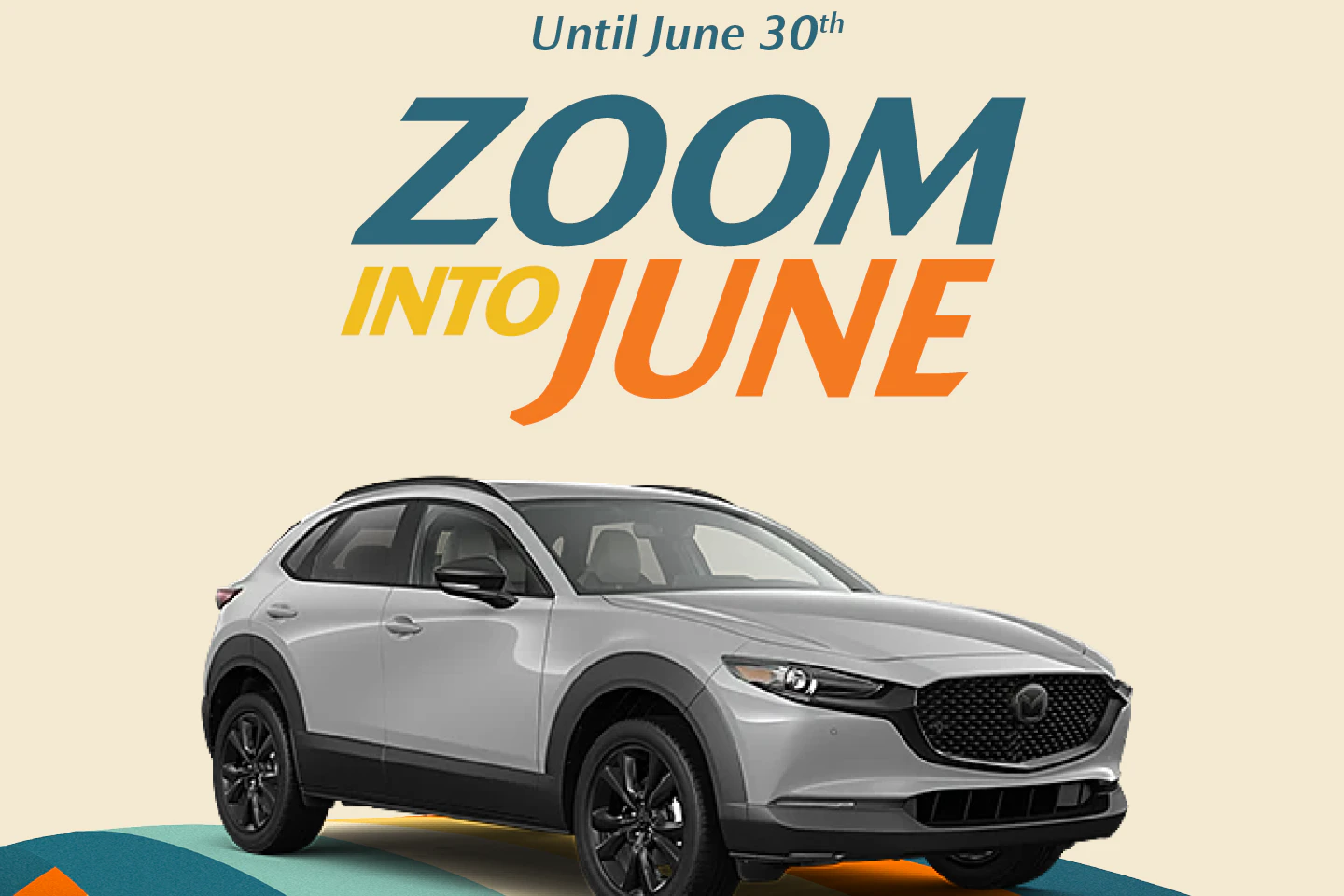 Grey 2026 Mazda CX-30. Zoom Into June until June 30th, at Go Mazda