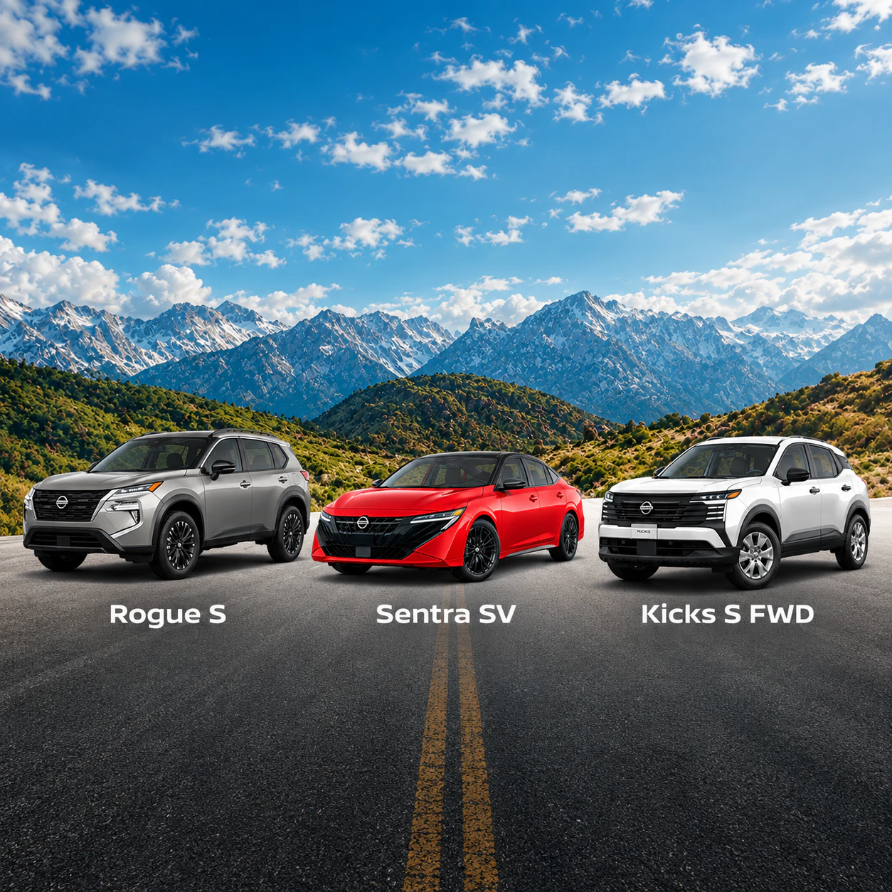 Nissan Rogue + Sentra + Kicks in the mountains