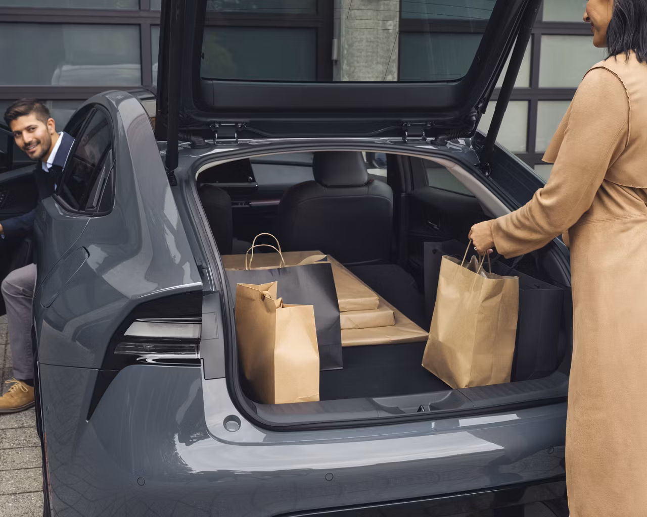Toyota on the Trail - 2026 Prius Plug-In Hybrid interior cargo space putting bags in the trunk