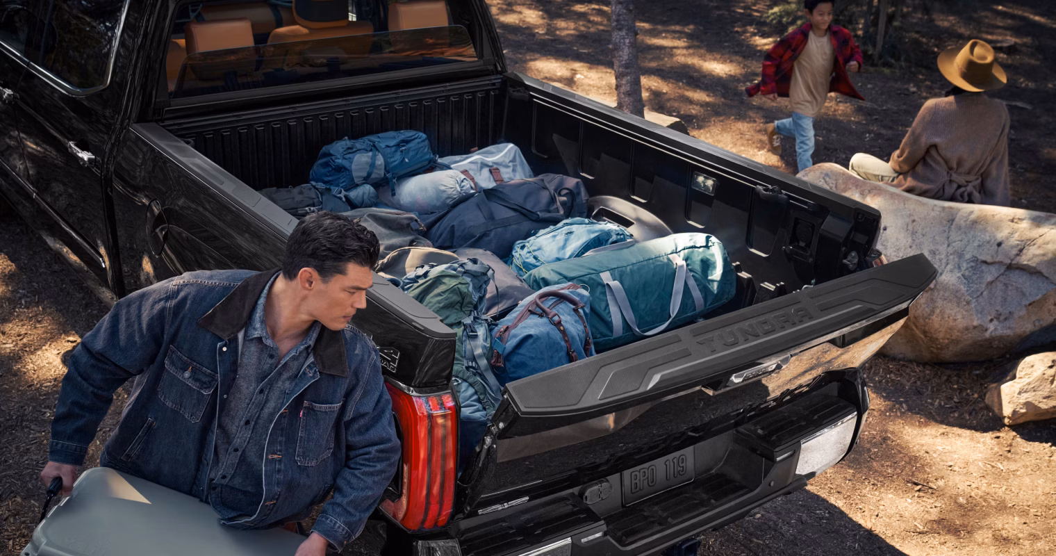 2026 Toyota Tundra loaded with cargo in pickup bed bed