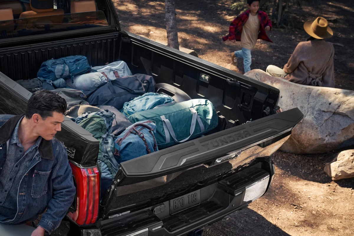 2026 Toyota Tundra loaded with cargo in pickup bed bed