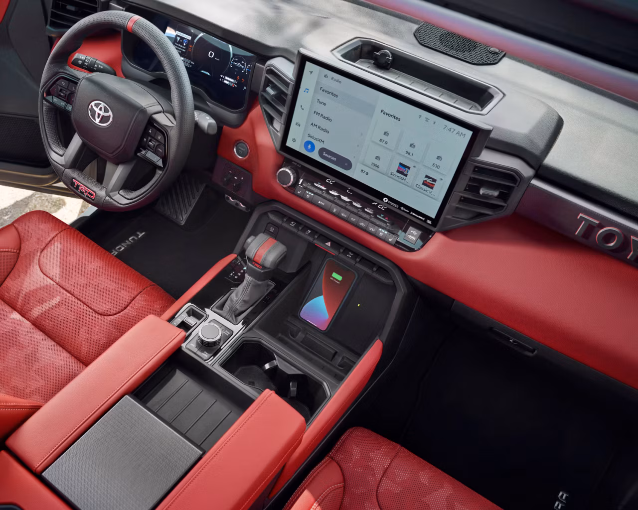 Toyota on the Trail - 2026 Tundra interior red cockpit seats