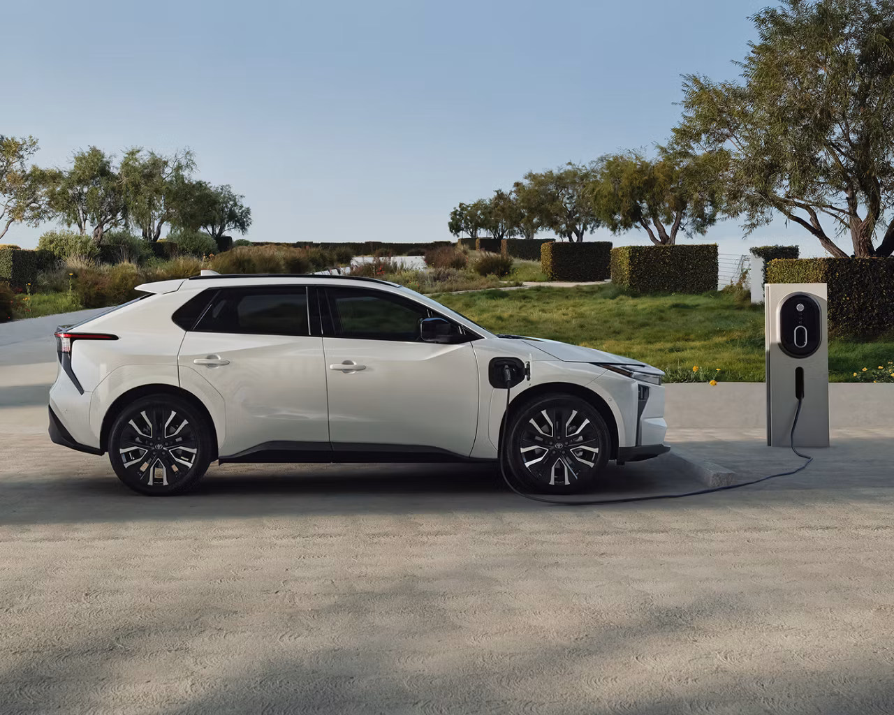 Toyota on the Trail white pearl 2026 bZ charging