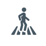 a clip art image on a person using a crosswalk