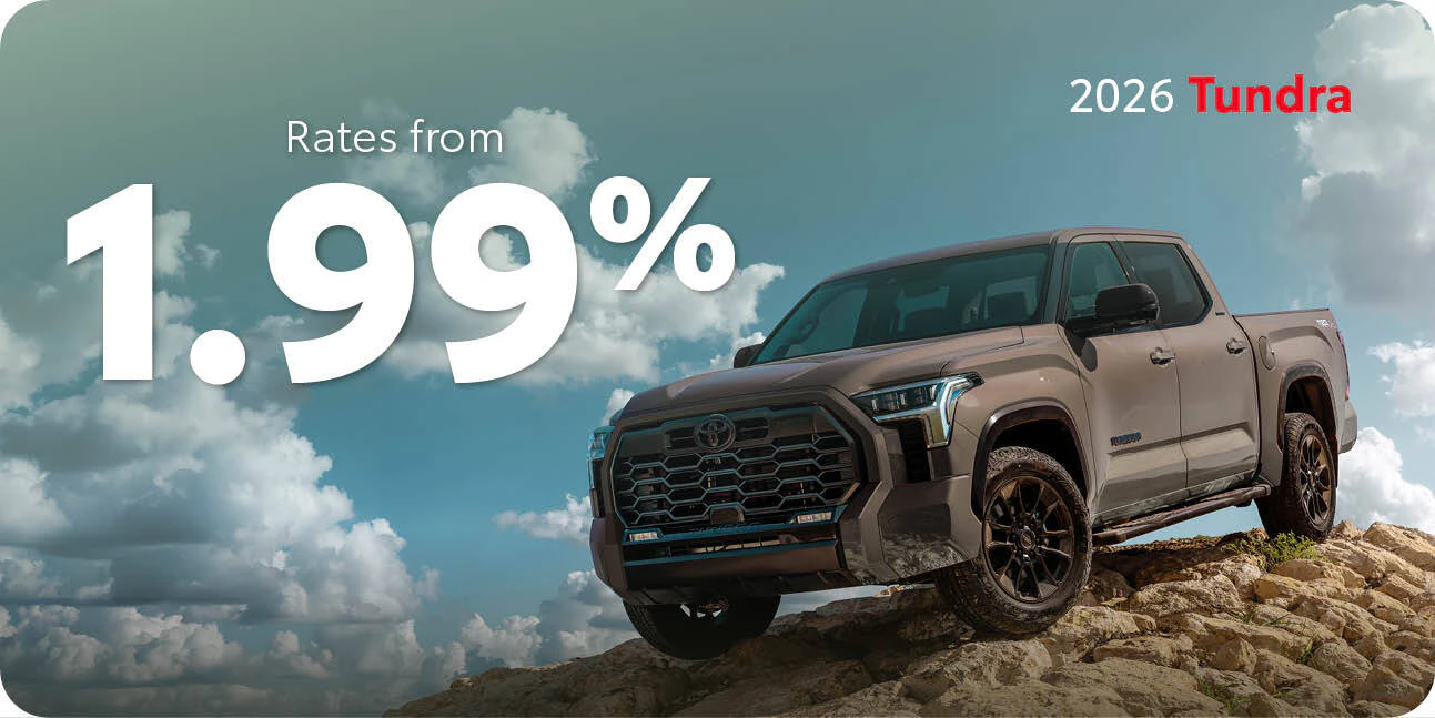 Drayton Valley Toyota has low rates all throughout October! Get into the 2026 Tundra with rates as low as 1.99%.
