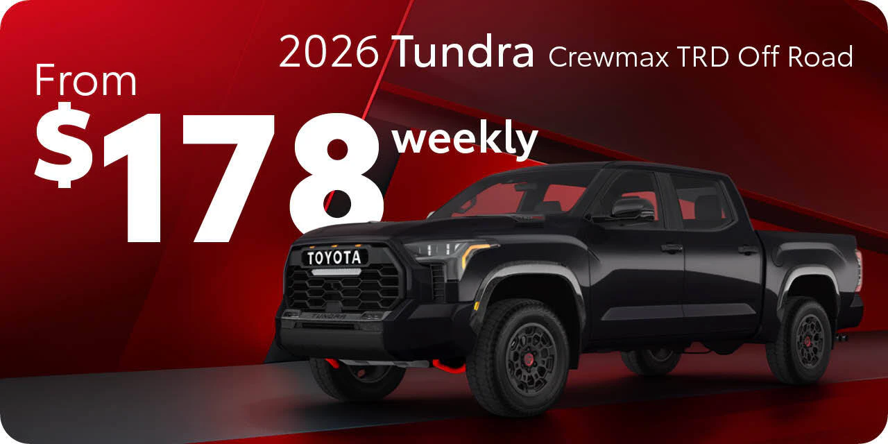 2026 Toyota Tundra Crewmax TRD Off Road available from $178 weekly