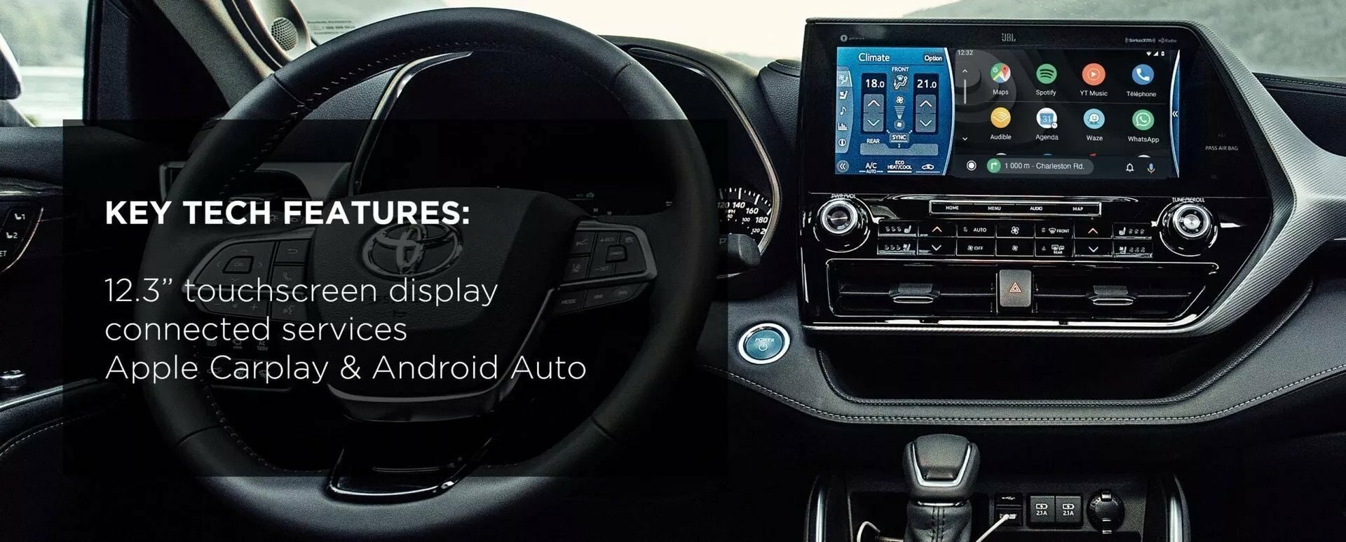 Key Tech Features of Highlander: 1" 12.3" touchscreen display 2) Apple CarPlay & Android Auto